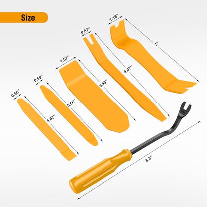 GOOACC 6PCS Auto Trim Removal Tool Kit No-Scratch Tool Kit for Car Audio Dash Panel Window Molding Fastener Remover Tool Kit-Yellow - color: Yellow, size: 6PCS Trim Removal