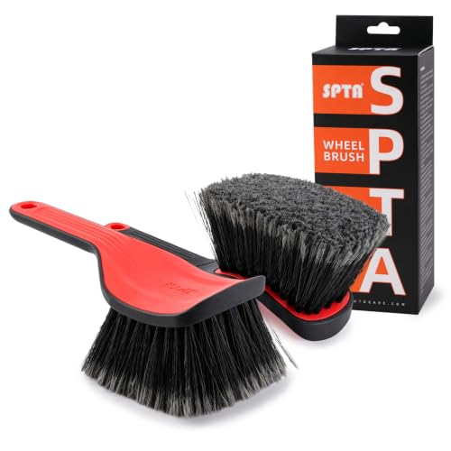 Wheel Face Brush,2Pcs Wheel Brush, Carpet Cleaning Brush,Stiff Synthetic Bristles,Ergonomic Design Handle, Scrub Brush for Floor Mats,Car Wheel Hub Cleaning,Car Interior,Home Soft Flagged-Tip Bristles - color: 2Pcs Wheel Face Brush