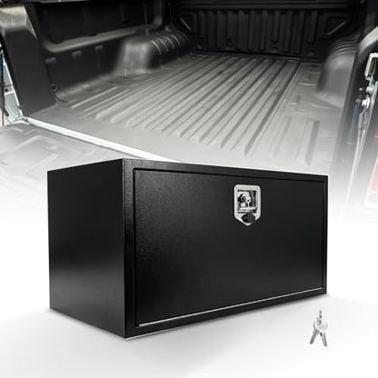 BLACKHORSE-RACING Underbody Truck Tool Box with T-Handle Latch Waterproof Truck Tool Box for Underbed of Truck, Trailer, Rv 36"(L) x 18"(W) x 18"(H)-Black Steel - size: 30" x 18" x 18 "