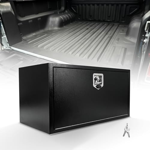 BLACKHORSE-RACING Underbody Truck Tool Box with T-Handle Latch Waterproof Truck Tool Box for Underbed of Truck, Trailer, Rv 36"(L) x 18"(W) x 18"(H)-Black Steel - size: 30" x 18" x 18 "