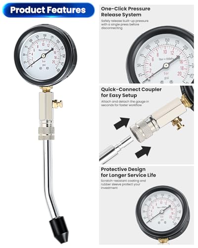 ATP Compression Tester Automotive Tool Professional Engine Cylinder Compression Tester Kit