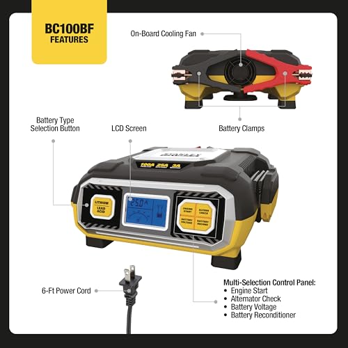 Stanley BC100BF 100 Amp Battery Charger for Vehicles | For Lead Acid & Lithium Batteries - size: 100 Amp