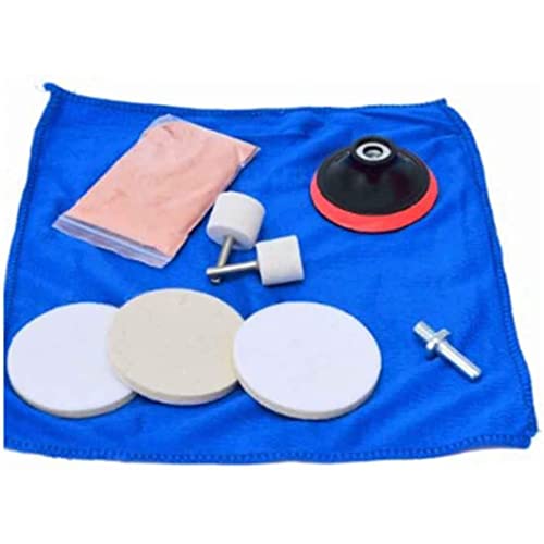 Car Glass Polishing Kit, Scratch Remover with Cerium Oxide Powder & Pad, 9 Pcs Set for Windshield & Window Restoration