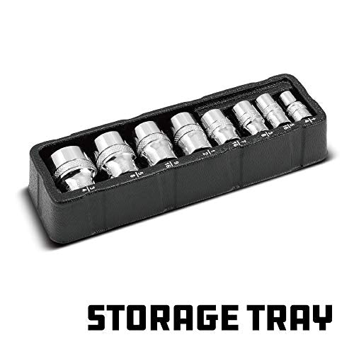 Powerbuilt 941323 8 Piece SAE Zeon Socket Set - with use for Standard, Rusted, Rounded Bolts and Nuts, Size from 1/4" to 3/4" - size: SAE