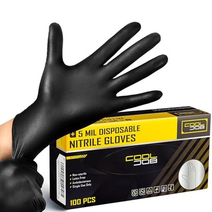 COOLJOB 5 Mil Black Disposable Nitrile Gloves for Men, Heavy-Duty for Household Cleaning, Cooking, Working, Powder Free, S-XL - size: Small (Pack of 1000)