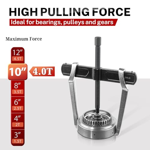 BILITOOLS 10" 2 Jaw Gear Puller, Bearing & Pulley Removal Tool | Internal External Reversible for Flywheel, Gears & Pulleys - size: 10”