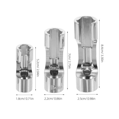 Healifty Flare Nut Slotted Socket Set 3pcs 12mm 15mm 18mm Fuel Line Socket Tool with Injector Sleeve for Diesel Injector Repair Automotive Mechanics