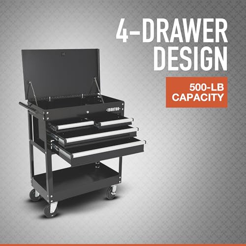 Ironton Mobile Tool Chest, Slide Top Tool Cart Made of Rust-Resistant Powder-Coat Finish, Mobile with Fully Opening Lid, Four Locking Drawers, Rolling Tool Carts Tool Cart with Drawers - size: 4 Drawer