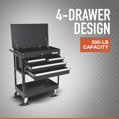 Ironton Slide-Top Mobile Tool Chest, 4 Locking Drawers, Powder-Coat | Rust-resistant finish, Fully opening slide top, Rolling mobility, Secure garage/shop storage, Quick-access organization - size: 4 Drawer