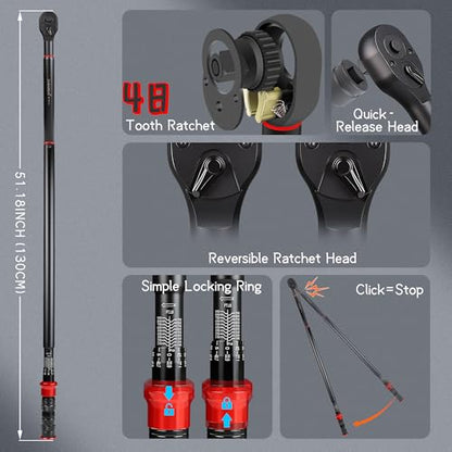 3/4-Inch Drive Torque Wrench 100-950ft.lb/135.58-1288.03Nm | ±3% Precision Dual Direction Torque Wrenches with 48-Tooth Dual Range Scales with Ft.Lbs and N.m - size: 3/4" DR.『100-950 FT.LB』