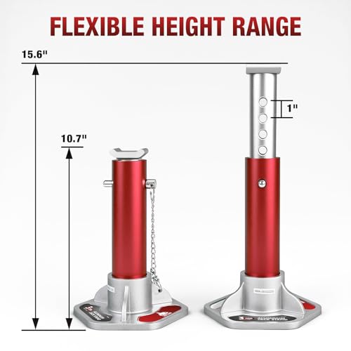 JACK BOSS 3 Ton (6000 lbs) Aluminum Lightweight Jack Stands with Locking Support Pins for Cars,SUVs, and Light Duty Trucks,1 Pair