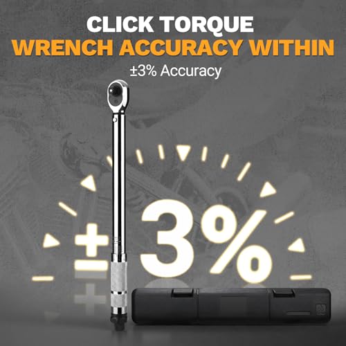 DEKOPRO Torque Wrench 3/8 Inch Drive Click, 5-50 Ft-Lb/6.8-67.8 Nm Torque Wrench, ±3% High Precision, 72 Tooth Torque Wrenches with Dual-Direction Adjustable for Bike Motorcycle and Car Repair - size: 3/8 Inch (5-50 ft.-lb.)
