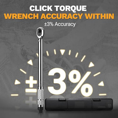 DEKOPRO Torque Wrench 3/8 Inch Drive Click, 5-50 Ft-Lb/6.8-67.8 Nm Torque Wrench, ±3% High Precision, 72 Tooth Torque Wrenches with Dual-Direction Adjustable for Bike Motorcycle and Car Repair - size: 3/8 Inch (5-50 ft.-lb.)