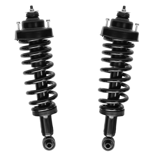 Detroit Axle - Rear Steering Knuckles w/Hubs + Quick Struts w/Coil Spring Replacement for Ford Explorer Mountaineer - 4pc Set - size: 4QU47704/ Big strut kit