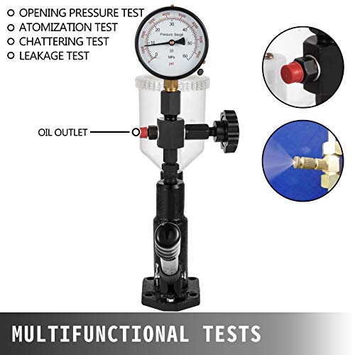 Vevor 400Bar 6000PSI Diesel Fuel Injector Tester Diesel Injector Nozzle Tester with Dual Scale Gauge to Adjust Injector Nozzle Pressure and Testing Diesel Injector Nozzle Pop Pressure Tester