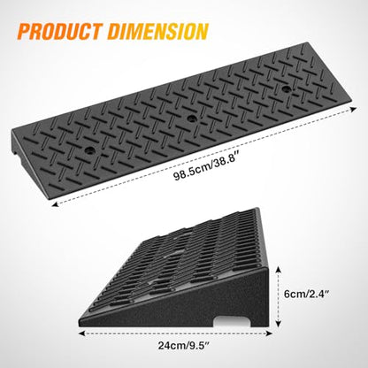 Nilight 2.4" Rise Curb Ramps, Heavy Duty Rubber Driveway Threshold Shed Ramp for Sidewalk Cars Lawn Mower Wheelchairs Motorcycles, 3300lbs Load Capacity - size: 2.4" Rise