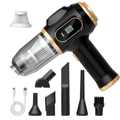 Handheld Car Vacuum, 21000Pa Cordless Vacuum with LCD Screen, Rechargeable Vacuum for Car Detailing, Home, Office, Pet Hair, Portable Vacuum Cleaner with 7-in-1 Cleaning Kit (Black)