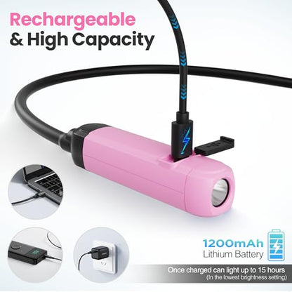 WORKPRO Rechargeable Neck Light for Hands-Free Lighting, 3 Brightness Levels 300 Lumens Neck Light, Bendable Silicone Arm, Great for Mechanics, Reading, Camping, DIY Projects, Crafting, Pink Ribbon - color: Pink