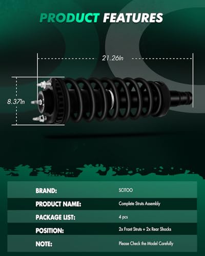 SCITOO Front Complete Struts Rear Shock Absorbers for Chevy Trailblazer EXT | Full Set Front Rear Complete Struts Fit for Buick Rainier,for GMC Envoy XL 343395 - Set of 4 - style: 2*Front Complete Strut+2*Rear Shock Absorbers