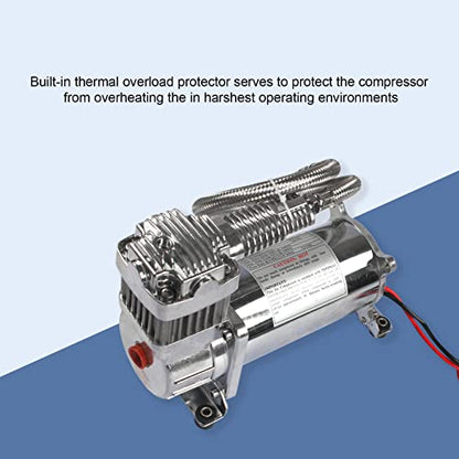 DICMIC 12V 444C 200 PSI Dual Value Pack Chrome Air Compressor for Auto/Motorcycle - size: 2Pcs