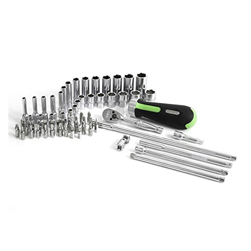OEMTOOLS 23997 Socket Set 64PC, 1/4" Drive Mechanic Tool Set, Socket Wrench Set Hard Chrome Finish, No-Slip Sockets, Ratchet Set and Extensions for Tight Spaces