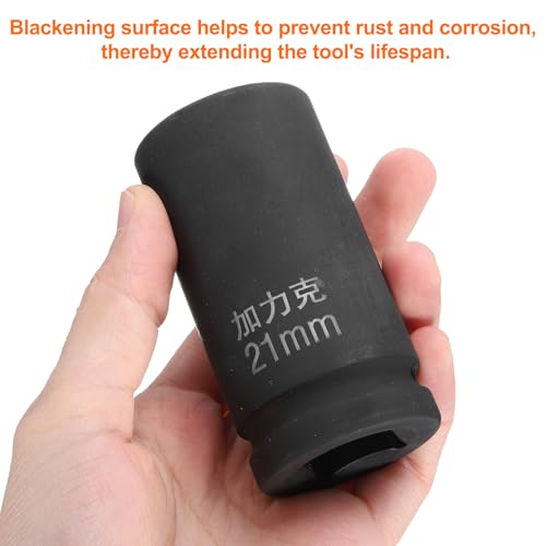 HARFINGTON 2pcs 4 Point Square Socket 3/4" Drive by 21mm Metric Square Impact Socket 40CR Blackening Standard Wheel Sockets Pneumatic Socket for Auto Repair Mechanical Maintenance Home Use - size: 21mm
