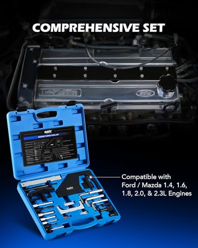 Orion Motor Tech Engine Timing Tool Set, 24 Piece Engine Camshaft Alignment Timing Tool Kit Compatible with Ford Mazda 1.4 1.6 1.7 1.8 2.0 2.3 L, Camshaft Holding Crankshaft Alignment Tool with Case