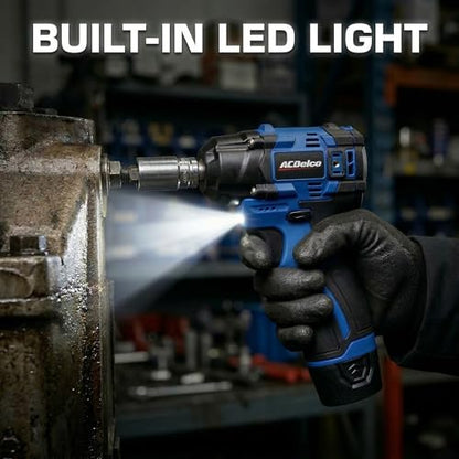 ACDelco G12 Series 12V Brushless 3/8 inch Cordless Impact Wrench 140 ft-lbs 190 Nm Max Torque 3600 RPM 4-Mode Intelligent Control Compact Body Bare Tool Only ARI12186-3T