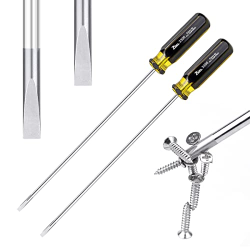 FERCAISH Slotted and Phillips Screwdriver, 2 PCS 15" Long Screwdriver Set -Flat Screwdriver, High Strength Magnetic Screwdriver (2P-2) - color: 2pcs-flat Blade