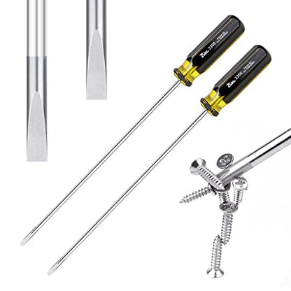 FERCAISH Slotted and Phillips Screwdriver, 2 PCS 15" Long Screwdriver Set -Flat Screwdriver, High Strength Magnetic Screwdriver (2P-2) - color: 2pcs-flat Blade