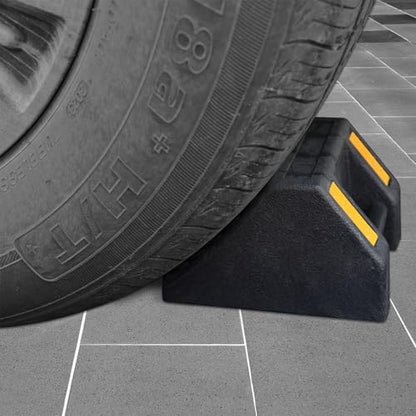 Heavy-Duty Rubber Wheel Chocks, Ergonomic Portable Durable Wheel Chock with Handle, Wheel Wedge, Wheel Stopper for Cars, Motorcycles, Travel Trailers (Small - 8Pack) - size: Small - 8Pack
