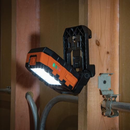Klein Tools 56416 Rechargeable LED Work Light, 1000-Lumens, Magnetic Work Light with 3 Modes, 360-Degree Rotation and Kickstand, Compatible with MODbox Rail System