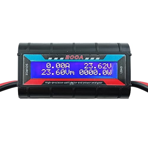 200A High Precision RC Watt Meter Power Analyzer Voltage Amp Meter, Wattmeter Tester Amp Meter Monitor with Real-time Reading Backlight Digital LCD Screen for Battery, Solar, Wind Power - style: 200A