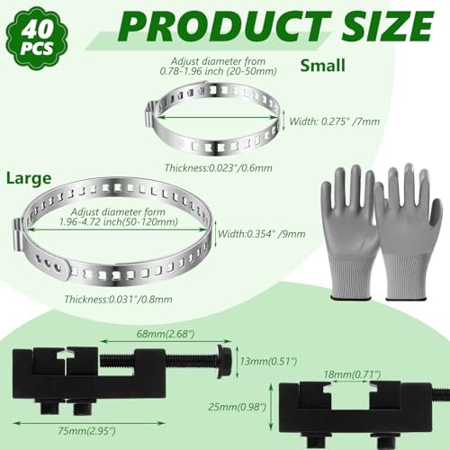 42 Pcs CV Boot Clamp Tool Include 20 Large and 20 Small 304 Stainless Steel Adjustable Ear Hose Clamp, 1 CV Boot Pliers, 1 Pairs Gloves for Axle Removal Installation Dust Covers Drive Shaft