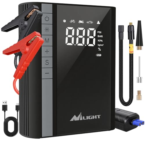 Nilight Jump Starter with Air Compressor 3500A 150PSI Portable Car Battery Booster 9.0 Gas & 8.0L Diesel with Auto-Shutoff Digital Tire Inflator 12V Battery Power Supply w/Large LCD Display - color: Jump Starter With Air Compressor
