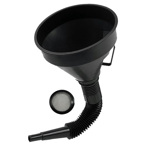 Flex Funnel - Wide Mouth Flexible Funnel with Handle, Automotive Funnels for Engine Oil, Liquid, Diesel, Kerosene,Gasoline (1PACK Black FUNNELS)