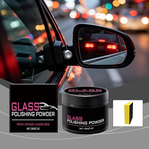 Windshield Polishing Kit Water Spot Remove Powder | 30g Polishing Compound with Sponge for Automotive Vehicle Cars SUV Van Truck RV Restoration