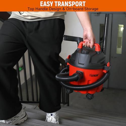 Hoteche 2.6 Gallon Portable Shop Wet Dry Vacuum, 800W Compact Utility Vacuum Cleaner with Blower Function, 16KPa Powerful Suction, 12V Car & 110V Home Dual Power, Small Shop Vac - size: 2.6Gal