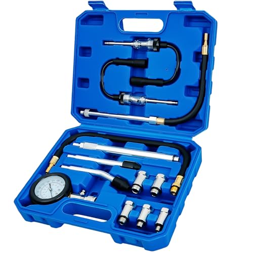 SIXIWANZI 13 Piece Engine Compression Tester Kit, 0-300 PSI Compression Tester Automotive with Spark Plug Tester, Small Engine Compression Tester with M10 M12 M14 M16 M18