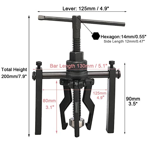 Pilot Bearing Puller with 3 Detachable Jaw, Adjustable Range Gear Extractor,Manual Puller Bushing Gear Extractor Wheel Bearing Pullers Set for Motorcycle Car Auto