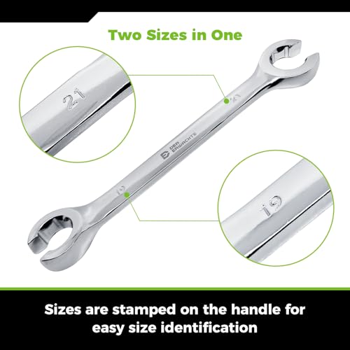 Der Erwachte Flare Nut Wrench Set, Standard & Metric, 10-Piece, 1/4" to 7/8'' & 8-21mm, CR-V Steel, Brake Line Wrench Set with Organizer Pouch - size: 10PC SAE&METRIC
