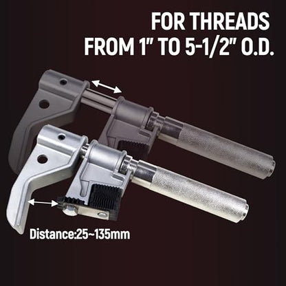 Universal Outside Thread Chaser Repair Tool for 1” to 5-1/4” O.D. (25~135mm) with Standard Thread 6 Dies Set - style: tool with 6 die