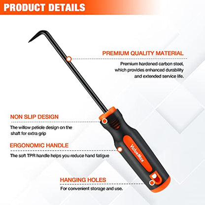 ValueMax 10PC Precision Hook & Pick Set, Magnetic Pick Tool with Scraper | Automotive & Electronic Repairs, Ideal for O-Rings, Seals & Gaskets, Ergonomic TPR Grip, Durable Storage Bag