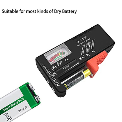 Battery Tester Checker, Universal Small Battery Tester for AAA AA C D 9V 1.5V, Button Cell Batteries Checker - Small Volt Checker for All Batteries - 2 Pack - size: 2