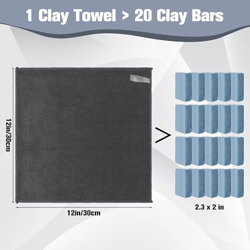1 Pack Clay Towel 12 x 12 Inch, Gray Clay Bar Towel for Detailing | Clay Decontamination Towel for Car Paint, Reusable Synthetic Clay Bar Towel for Smooth Washing - color: Gray