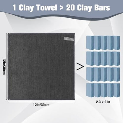 1 Pack Clay Towel 12 x 12 Inch, Gray Clay Bar Towel for Detailing | Clay Decontamination Towel for Car Paint, Reusable Synthetic Clay Bar Towel for Smooth Washing - color: Gray