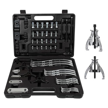Angchun Gear Puller Set, 3" 4" 6" 8" Bearing Puller Kit Bearing Separator 2 Jaw & 3 Jaw Puller Set with Reversible Jaws Heavy Duty Gear Hub Pulley Puller Tool for Pulley Gear Bearing Flywheel Removal