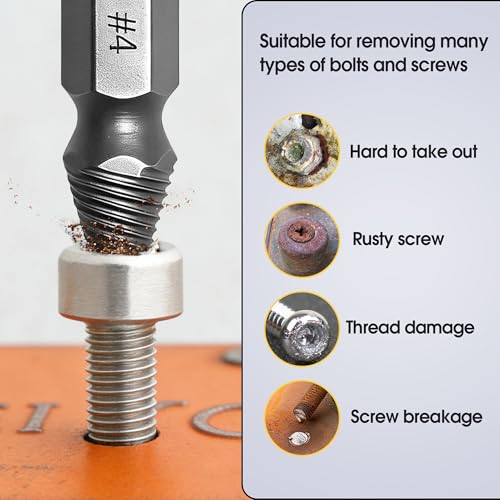 13-Piece Screw Extractor Set, Easy Out Kit with Spiral & Double-Ended Extractors for Removing Stripped, Broken, Damaged & Rusted Screws, Bolts & Nuts - size: 13PCS