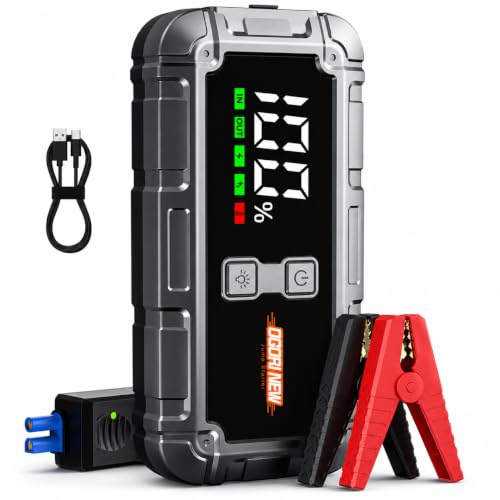 Jump Starter Power Pack, 7000A Car Battery Booster Jump Starter and Jump Pack for 12V Vehicles, OGORI NEW Battery Booster with LCD Screen and Flashlight (10L Gas/8L Diesel)