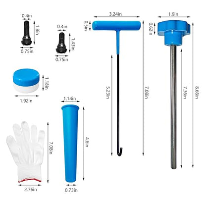 Tire Valve Stem Core Replacement Tool Kit - Quick Change Tool for Cars, Trucks, ATVs and Motorcycles, with 4 pcs TR413, 4 pcs TR412 Valve Stems, Grease and Gloves - size: TR412&TR413